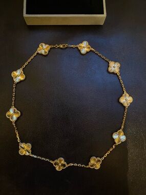 Clover 10 Pendant 18k Gold Plated Necklace  NIB